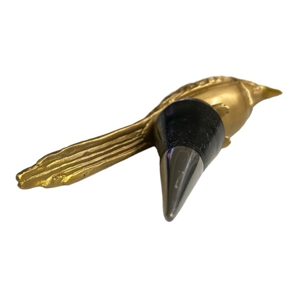 Metal Bird Figure Bottle/ Wine Stopper Rubber Matte Gold heavy/ solid - Picture 6 of 8